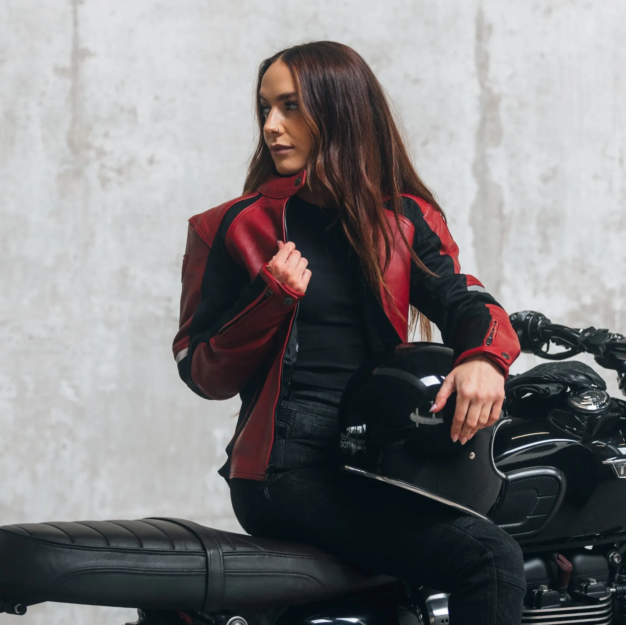 FIONA RED - Women's Motorcycle Leather Jacket