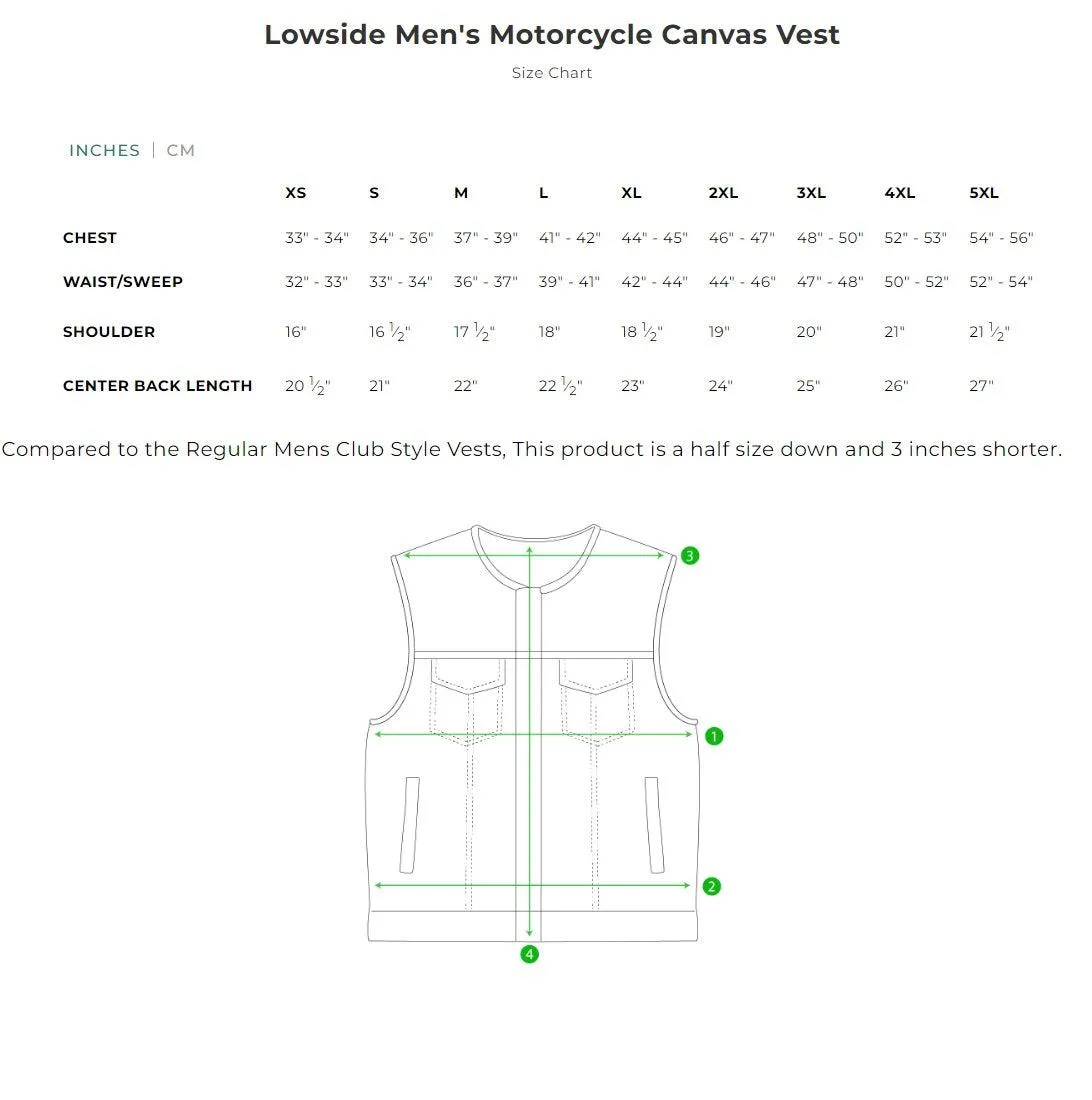 First Mfg Mens Lowside Cropped Concealment Canvas Vest