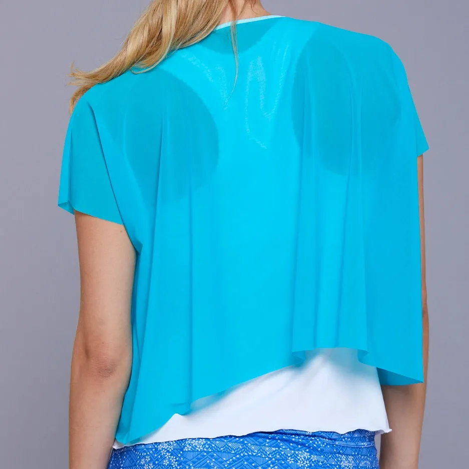 Floral Knit Layer Top (turquoise mesh)