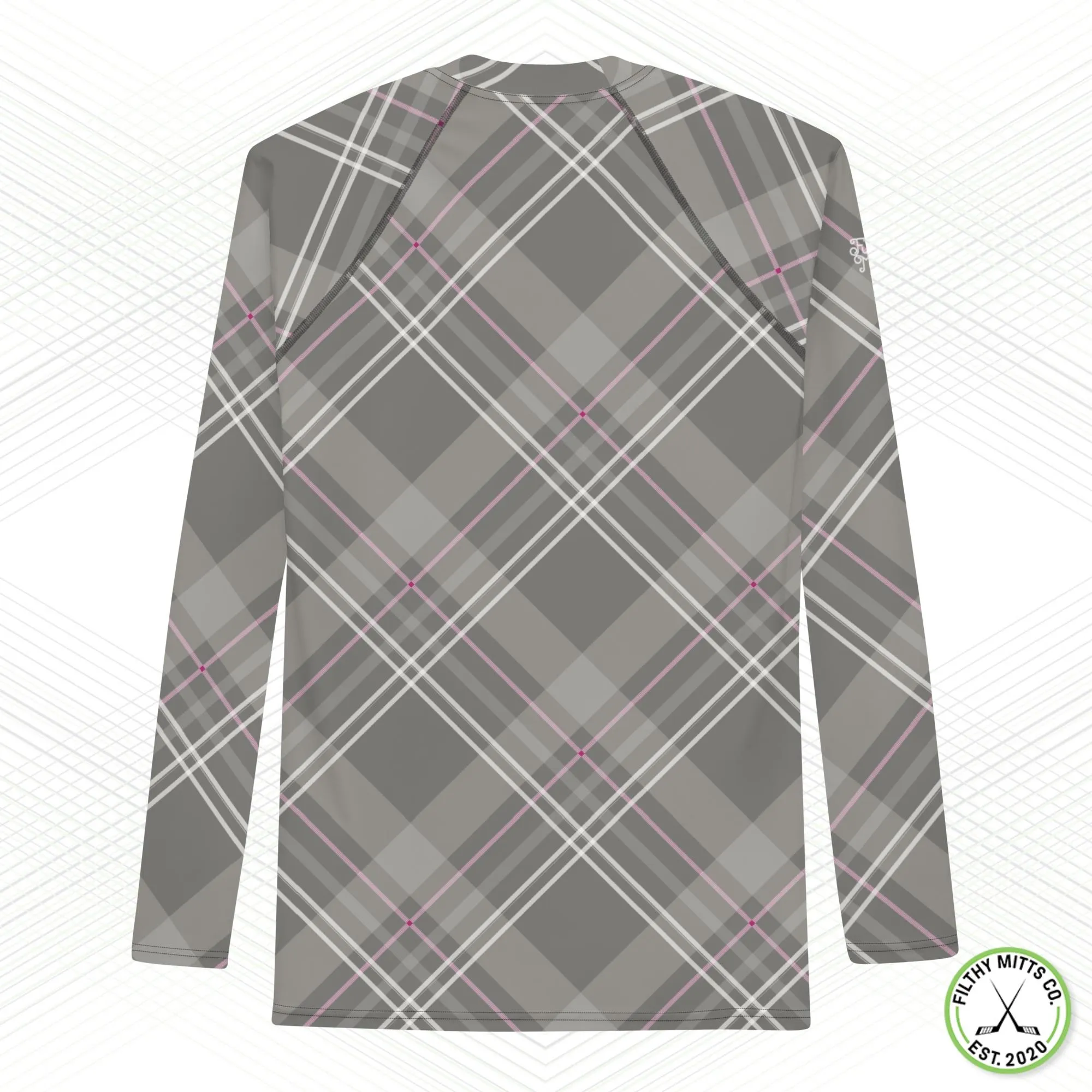 FMC Gray/Pink Plaid LS Base Layer