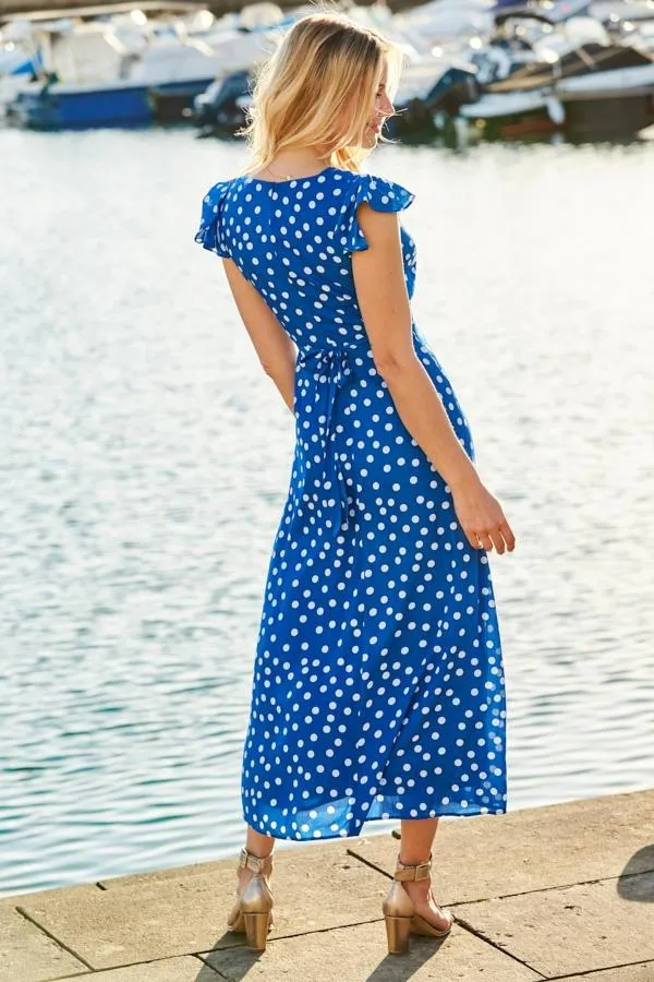 Frill Wrap Polka Dot Dress