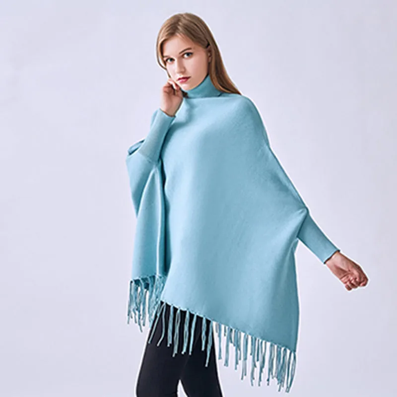 Fringe Poncho | Blue