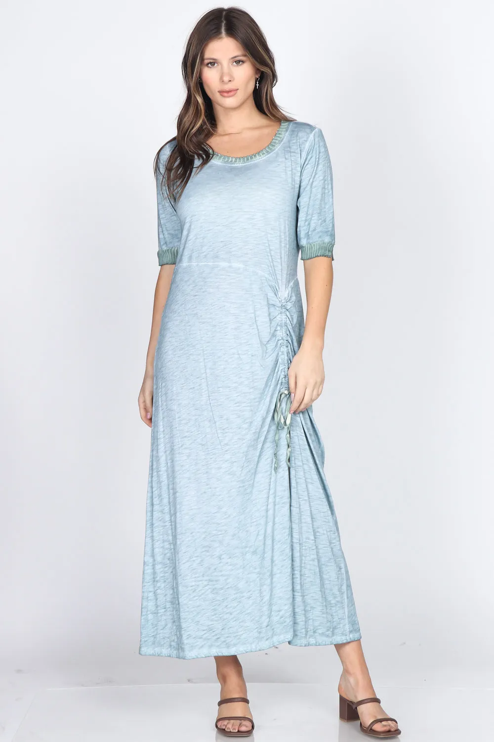 Front-Tie Ruching Maxi Dress