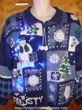 FROSTY Themed 2sided Light Up Ugly Xmas Sweater