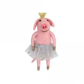 Gisela Graham Traditional Wool Mix Pink Ballerina Pig