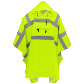 Global Glove & Safety GLO-850 FrogWear® HV High Visibility Yellow/Green Polyester Rain Poncho