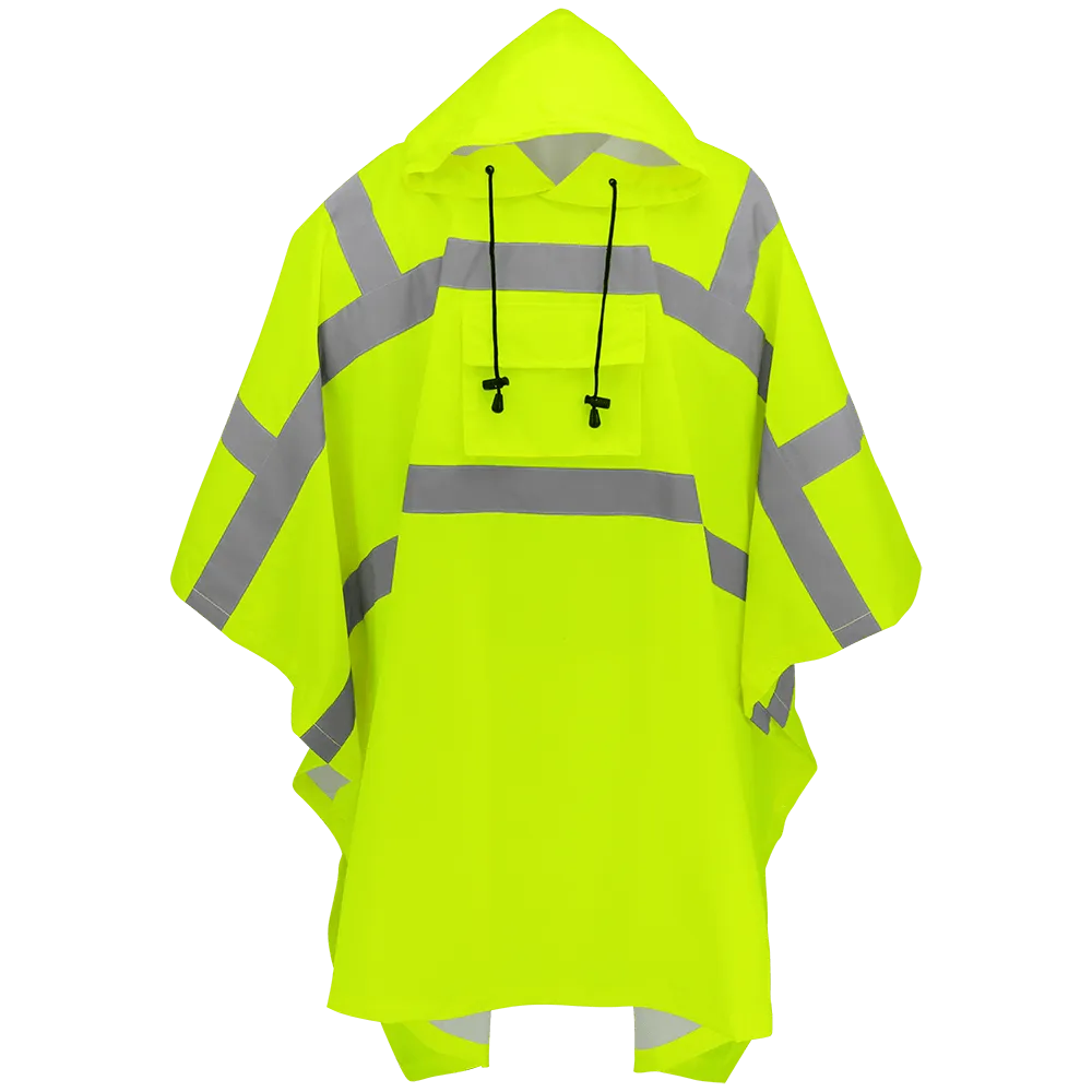 Global Glove & Safety GLO-850 FrogWear® HV High Visibility Yellow/Green Polyester Rain Poncho