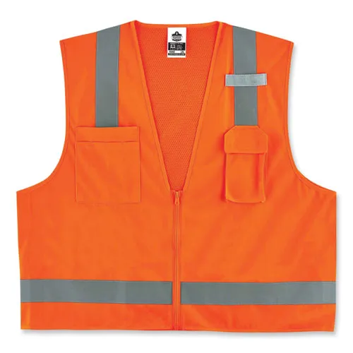 Glowear 8249z Class 2 Economy Surveyors Zipper Vest, Polyester, Small/medium, Orange, Ships In 1-3 Business Days