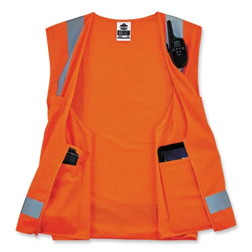 Glowear 8249z Class 2 Economy Surveyors Zipper Vest, Polyester, Small/medium, Orange, Ships In 1-3 Business Days