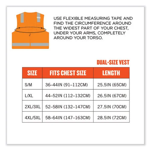 Glowear 8249z Class 2 Economy Surveyors Zipper Vest, Polyester, Small/medium, Orange, Ships In 1-3 Business Days