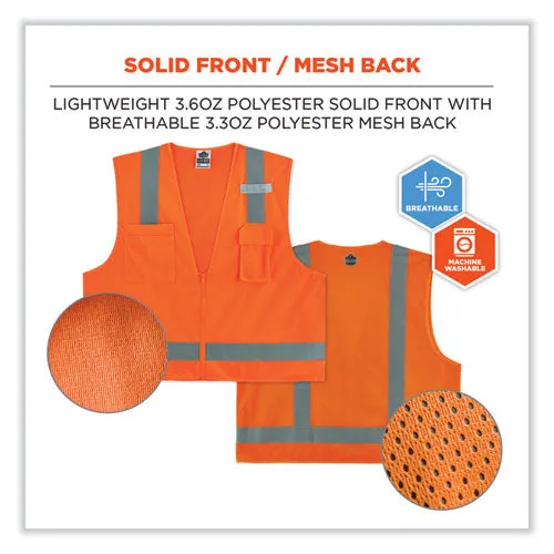 Glowear 8249z Class 2 Economy Surveyors Zipper Vest, Polyester, Small/medium, Orange, Ships In 1-3 Business Days