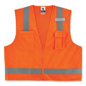 Glowear 8249z Class 2 Economy Surveyors Zipper Vest, Polyester, Small/medium, Orange, Ships In 1-3 Business Days