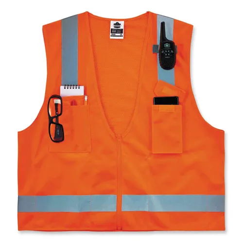 Glowear 8249z Class 2 Economy Surveyors Zipper Vest, Polyester, Small/medium, Orange, Ships In 1-3 Business Days