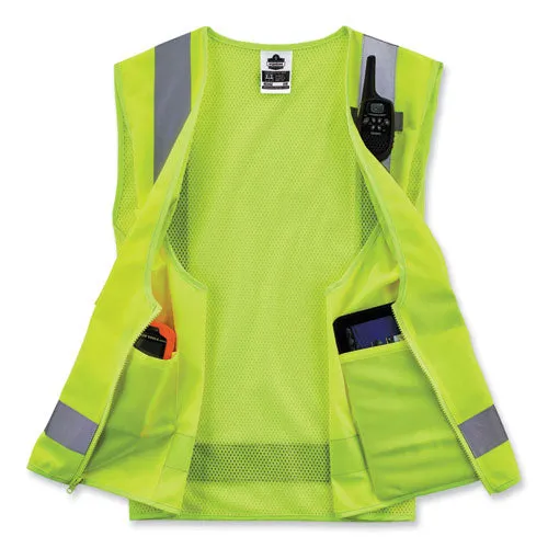 Glowear 8249z-s Single Size Class 2 Economy Surveyors Zipper Vest, Polyester, 3x-large, Lime