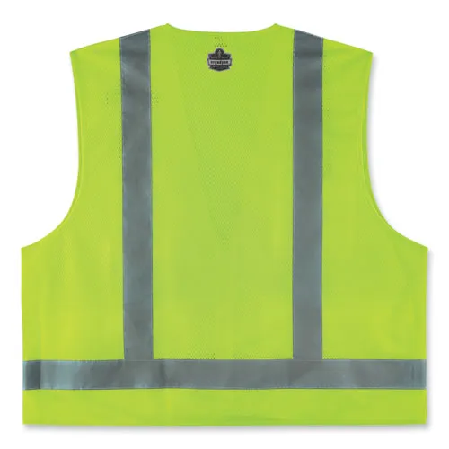 Glowear 8249z-s Single Size Class 2 Economy Surveyors Zipper Vest, Polyester, 3x-large, Lime