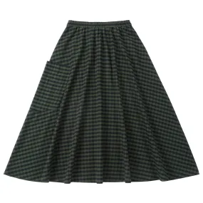 Green Plaid Maxi Skirt With Pocket Detail