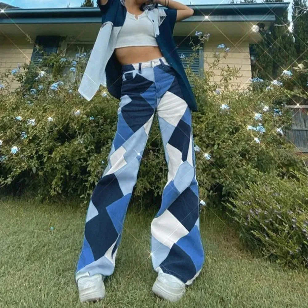 Harlequin Diamonds Wide Leg Jeans