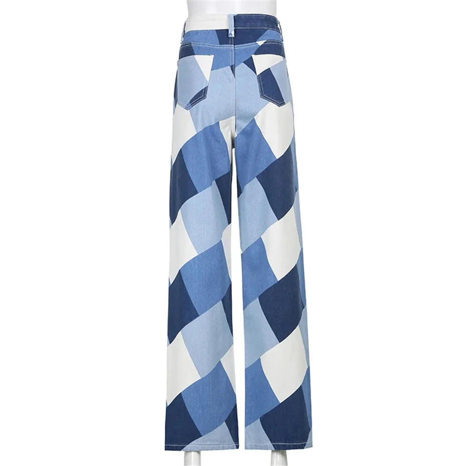 Harlequin Diamonds Wide Leg Jeans