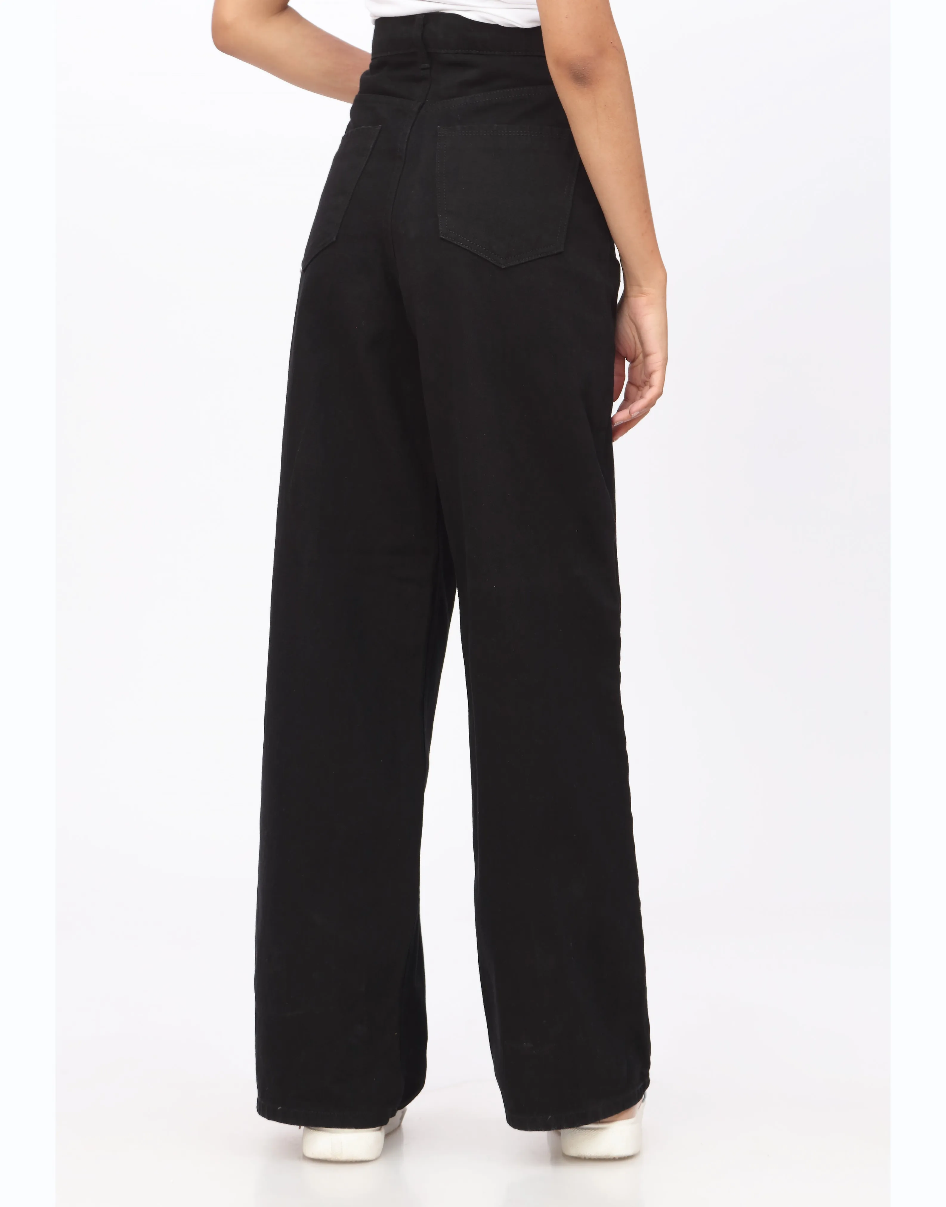 High Rise Wide Leg Jeans Black