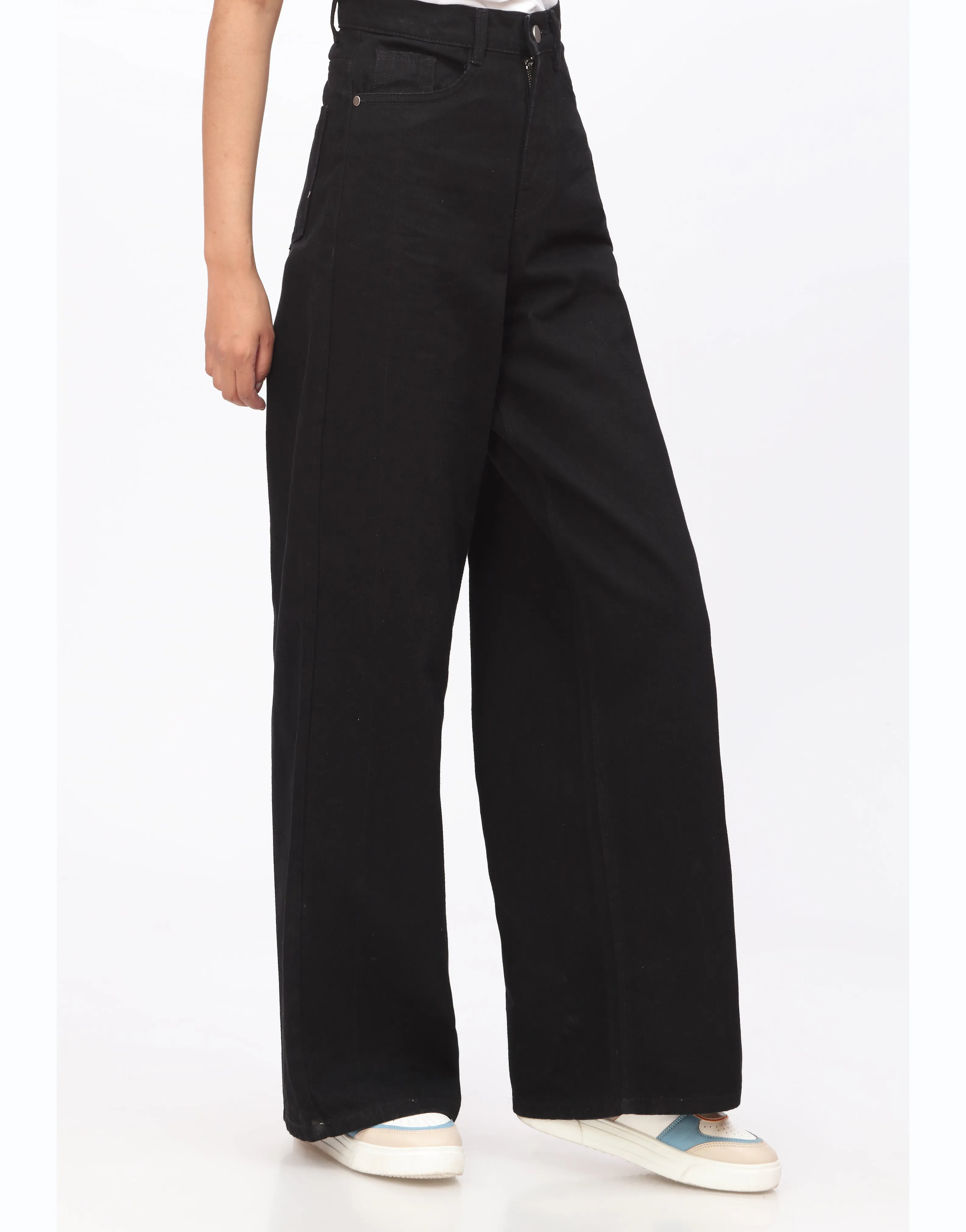 High Rise Wide Leg Jeans Black