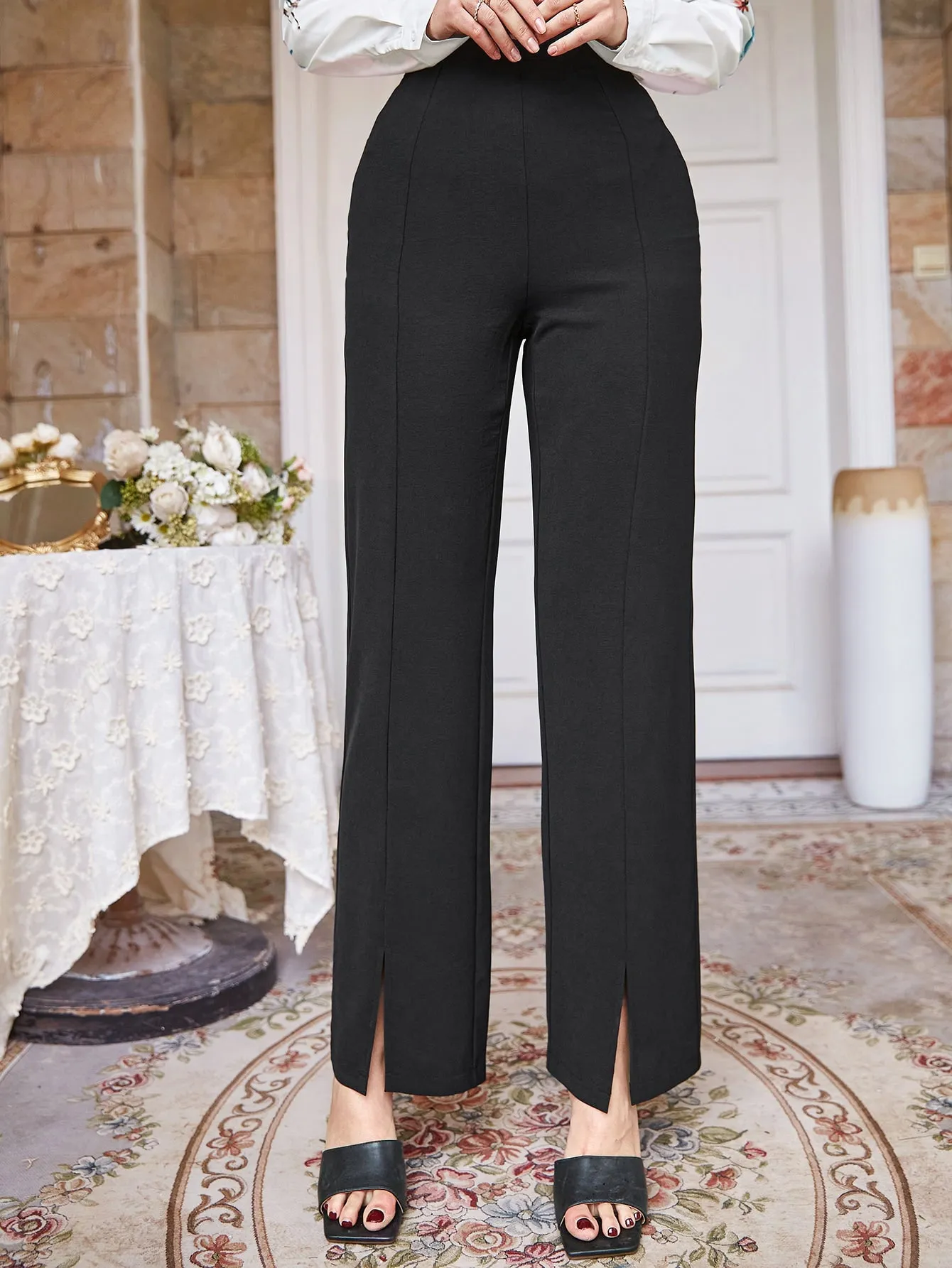 High Waist Split Hem Pants