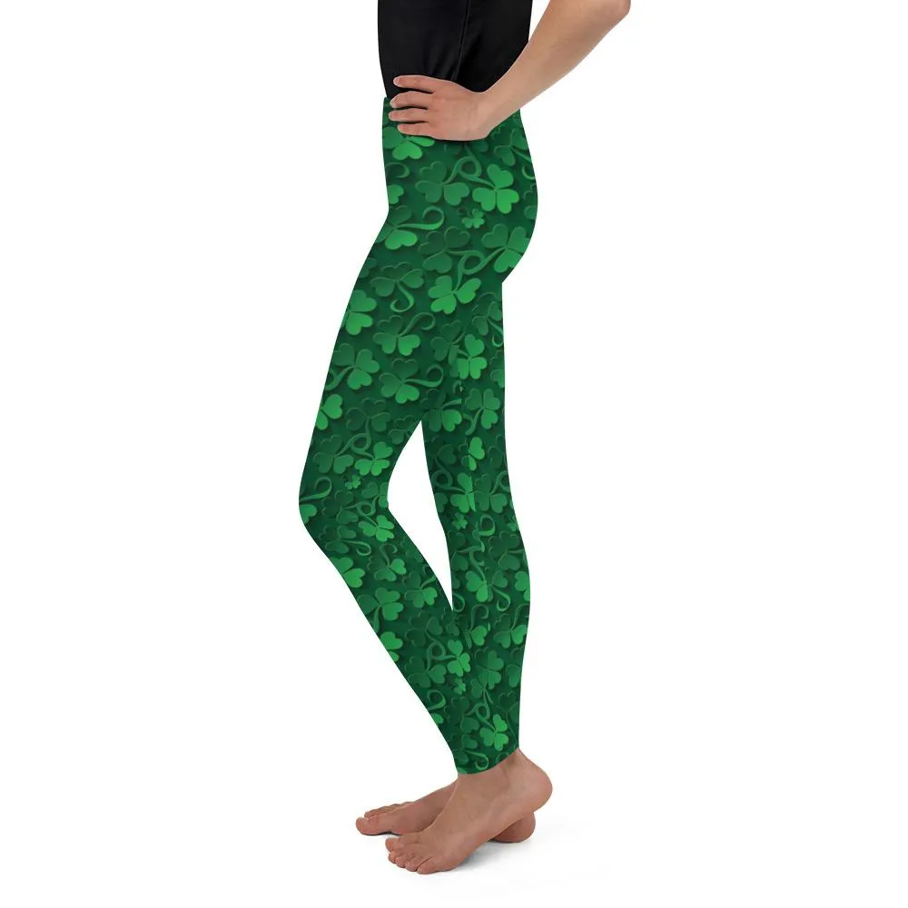 Irish 3D Shamrocks Youth Leggings