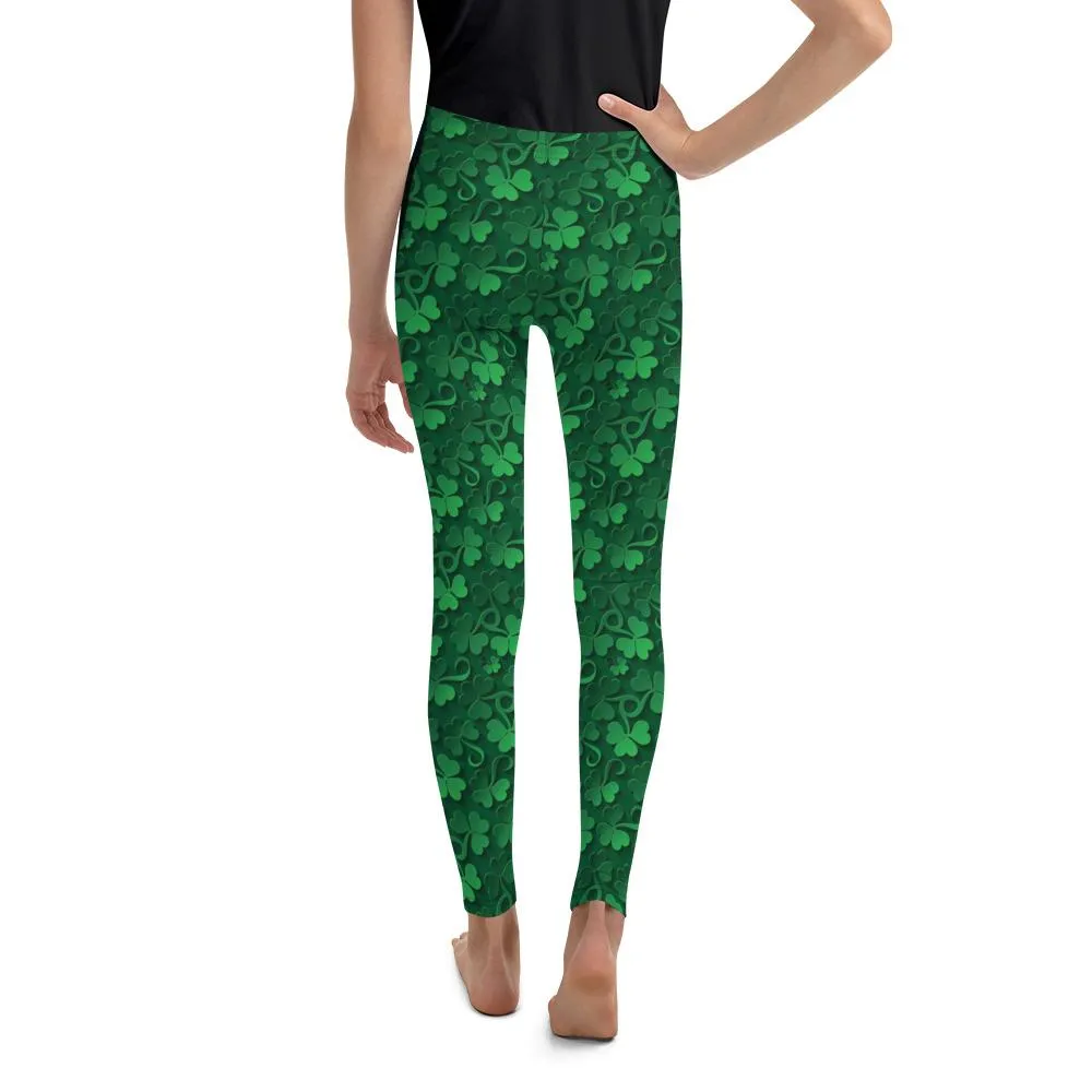 Irish 3D Shamrocks Youth Leggings