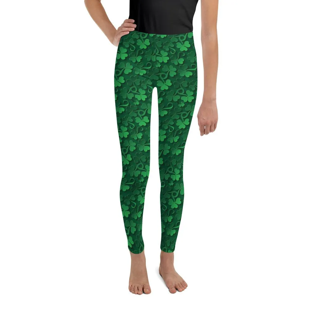 Irish 3D Shamrocks Youth Leggings