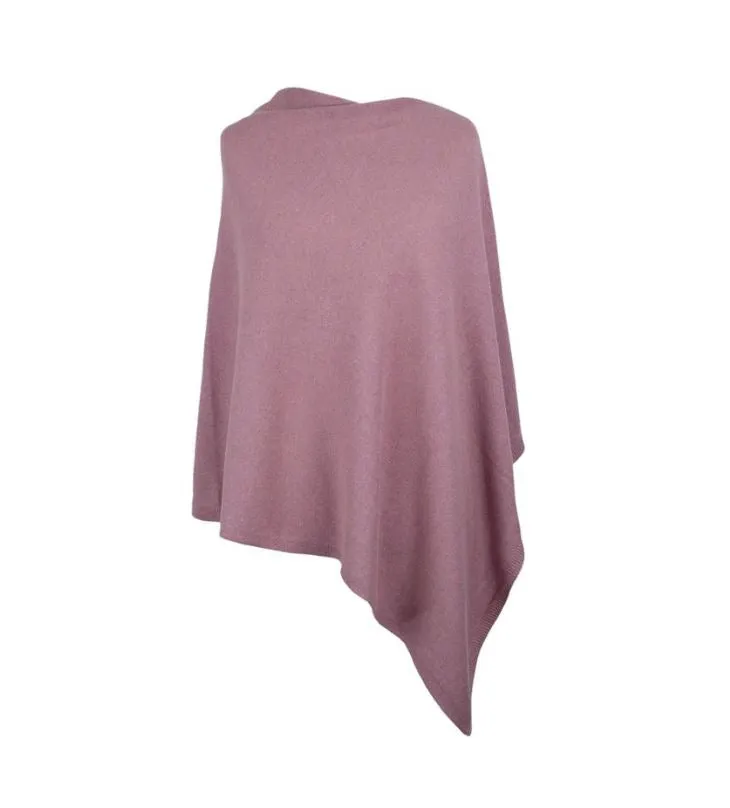 Italian Wool/Cashmere Mix Rose Pink Poncho from Cadenza