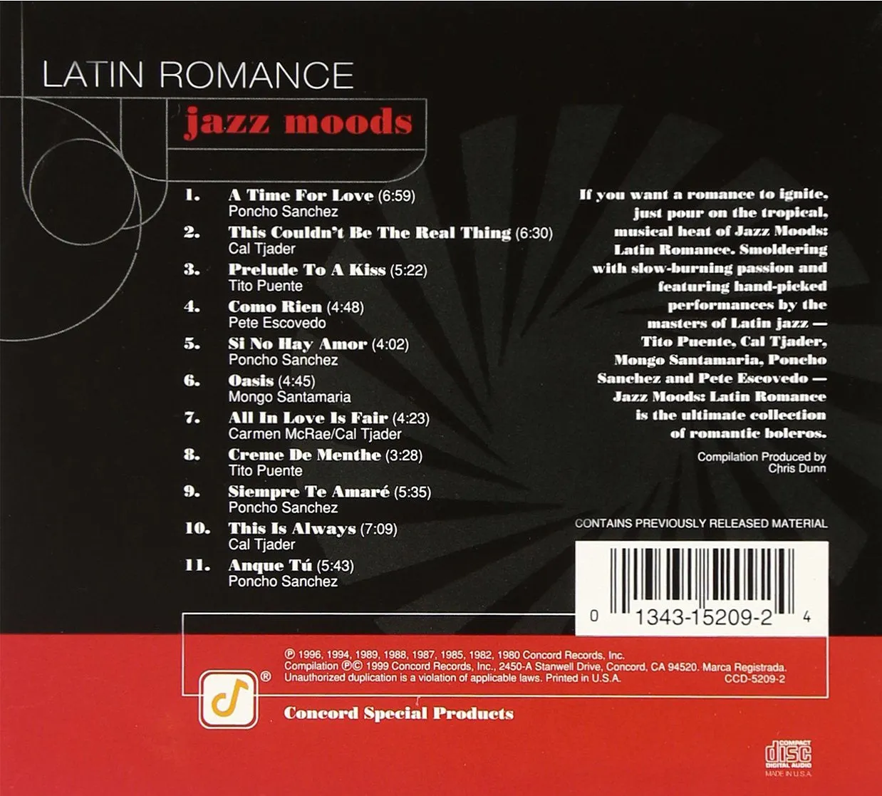 JAZZ MOODS - LATIN ROMANCE: Poncho Sanchez, Cal Tjader, Tito Puente, Mongo Santamaria