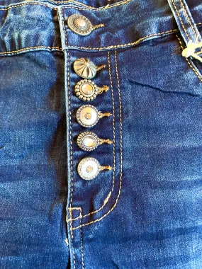 Jeans Jewelly mit  Strass Knopfleiste