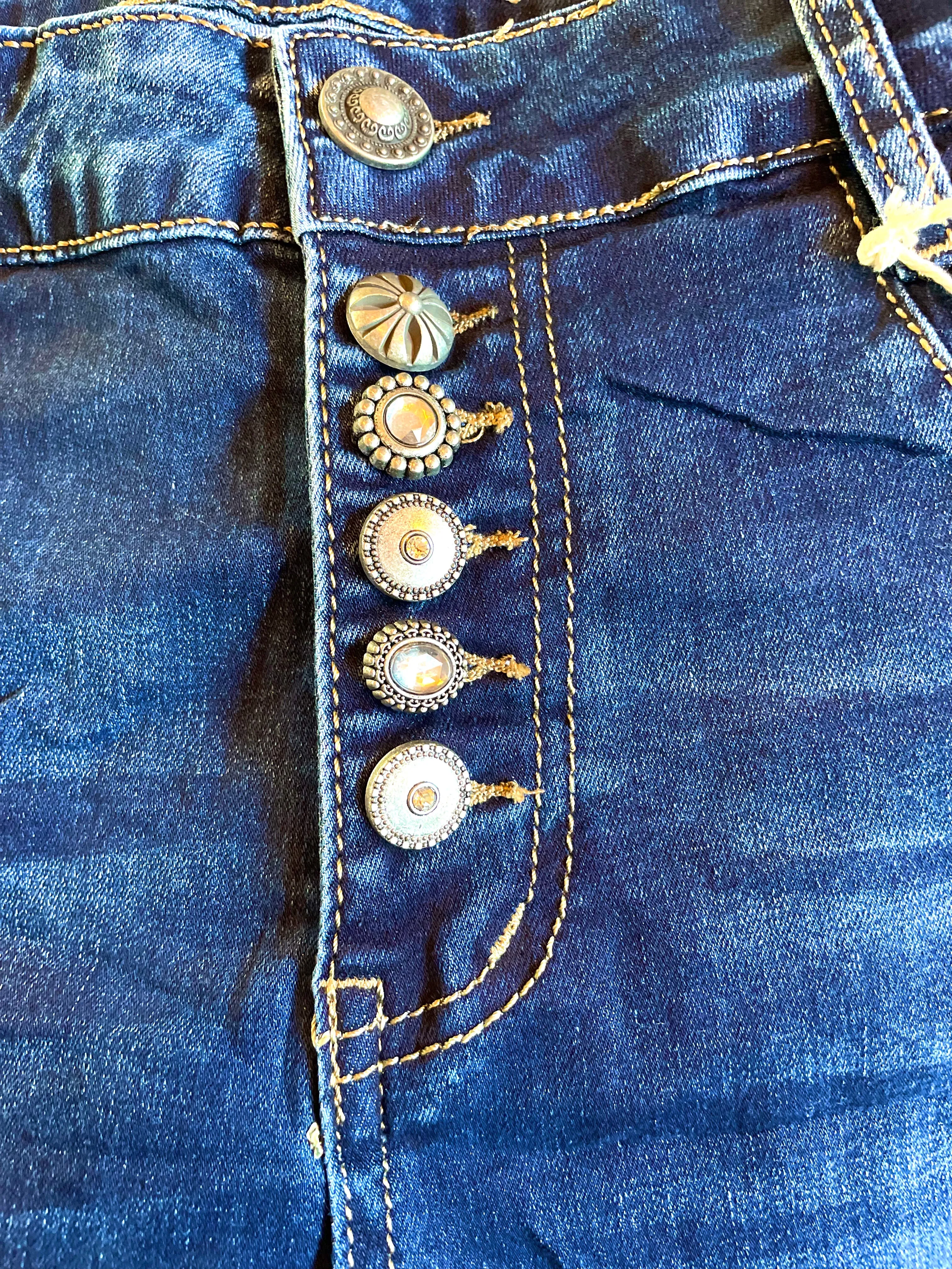 Jeans Jewelly mit  Strass Knopfleiste