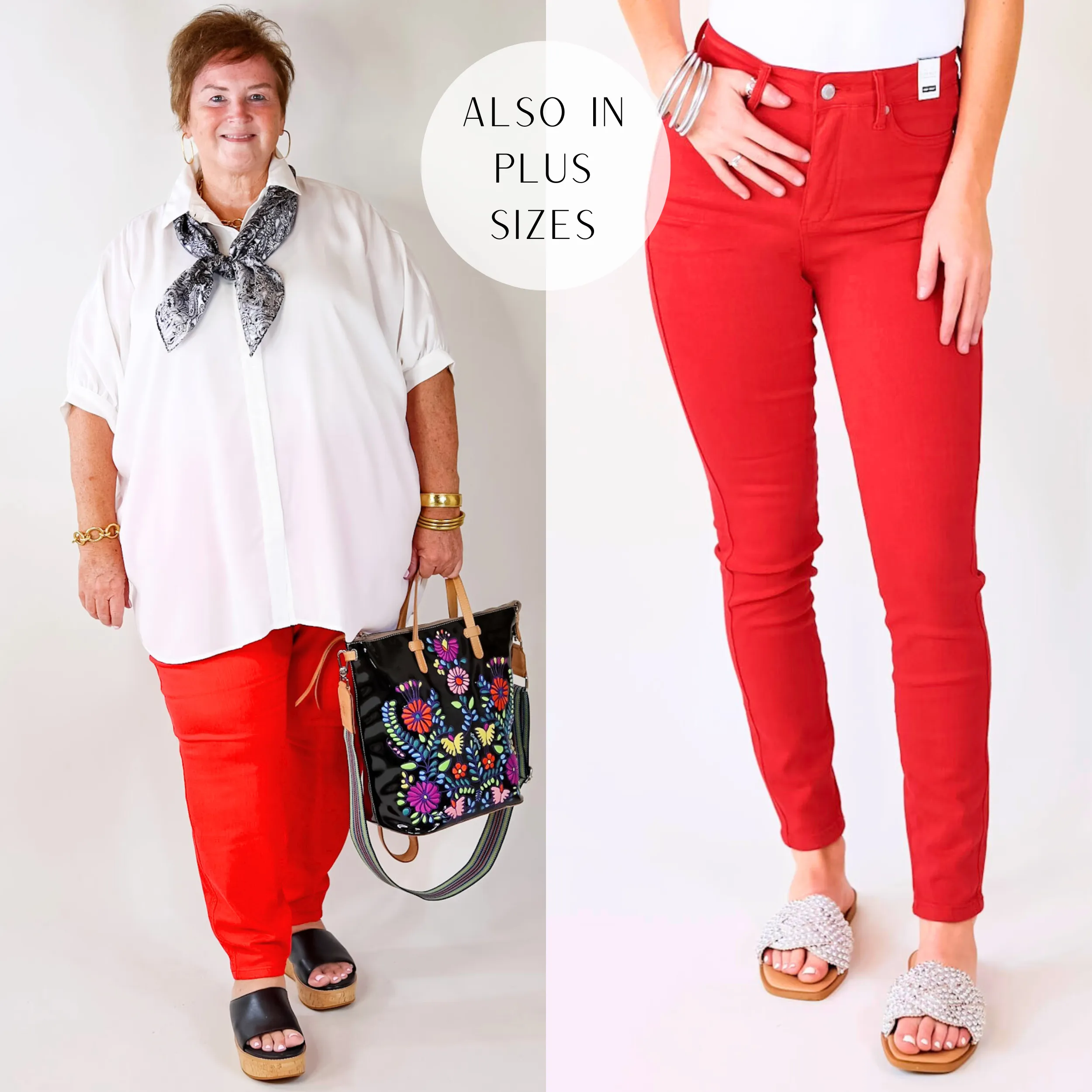 Judy Blue | Vibrant Smiles Control Top Skinny Jeans in Red