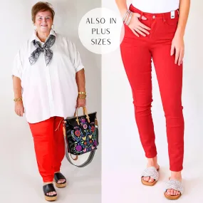 Judy Blue | Vibrant Smiles Control Top Skinny Jeans in Red