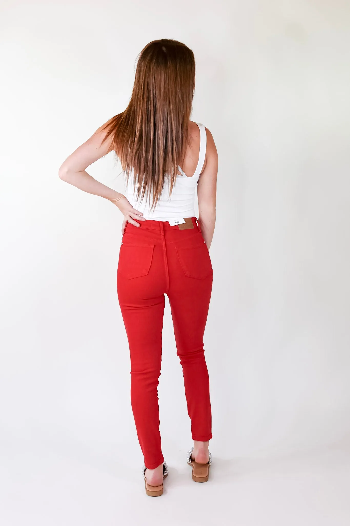 Judy Blue | Vibrant Smiles Control Top Skinny Jeans in Red