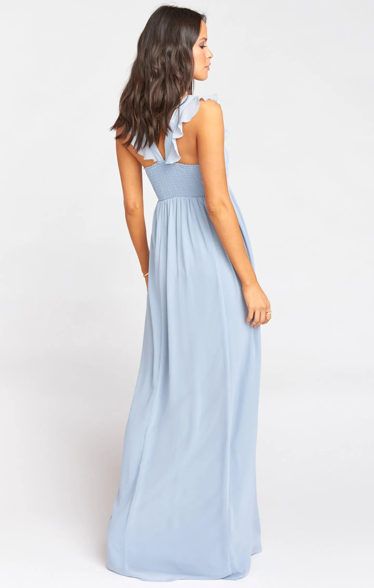 June Maxi Dress ~ Steel Blue Chiffon