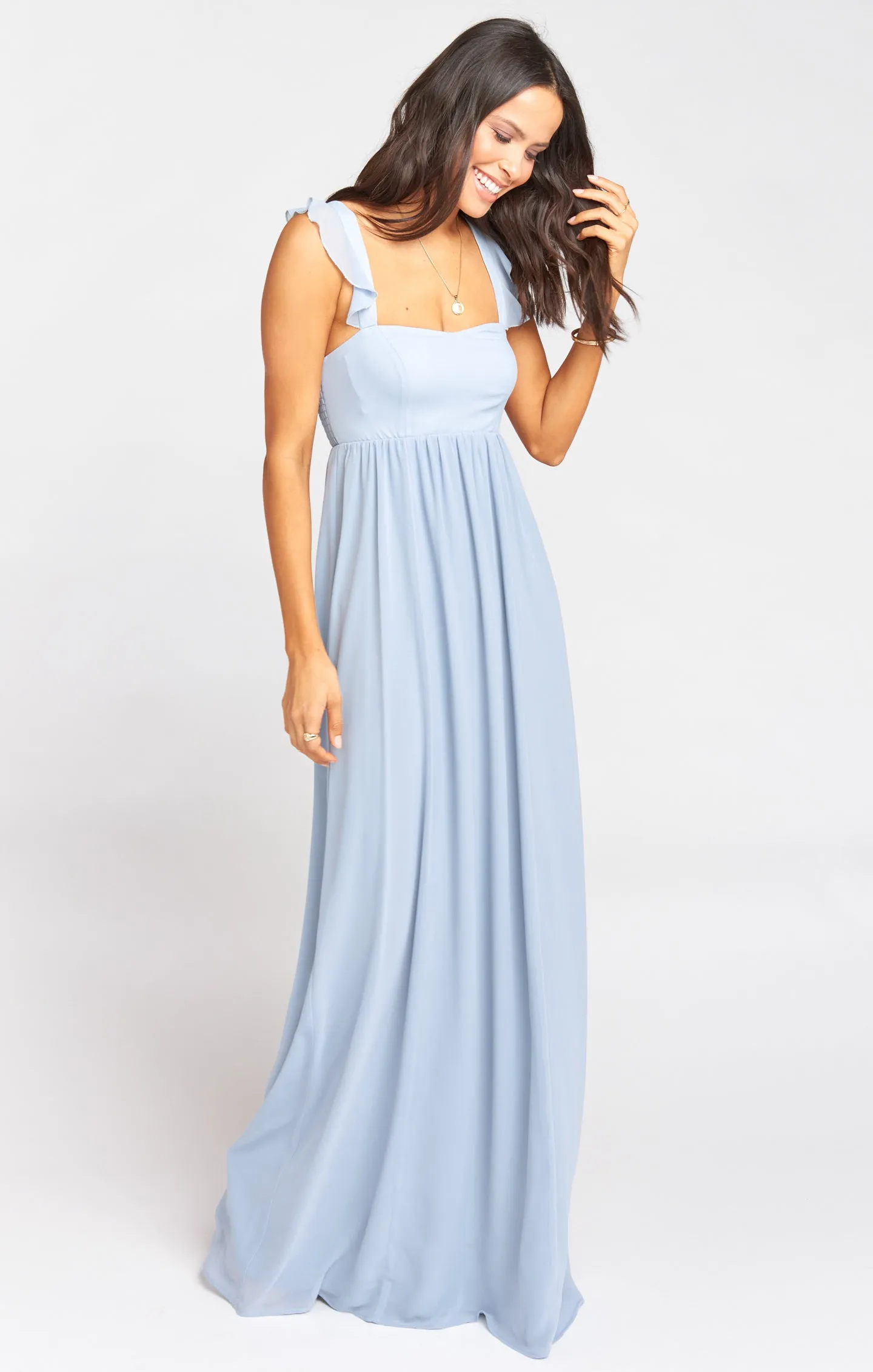 June Maxi Dress ~ Steel Blue Chiffon