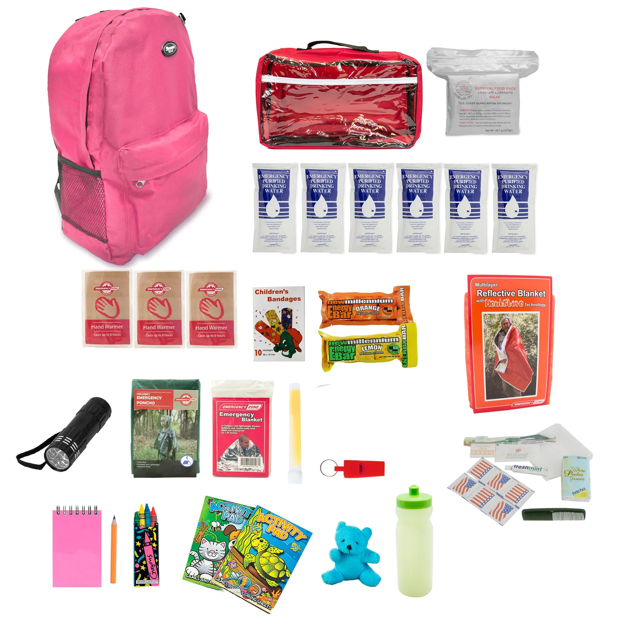 Keep-Me-Safe Children's 72 Hour Survival Kit: Color Options Available