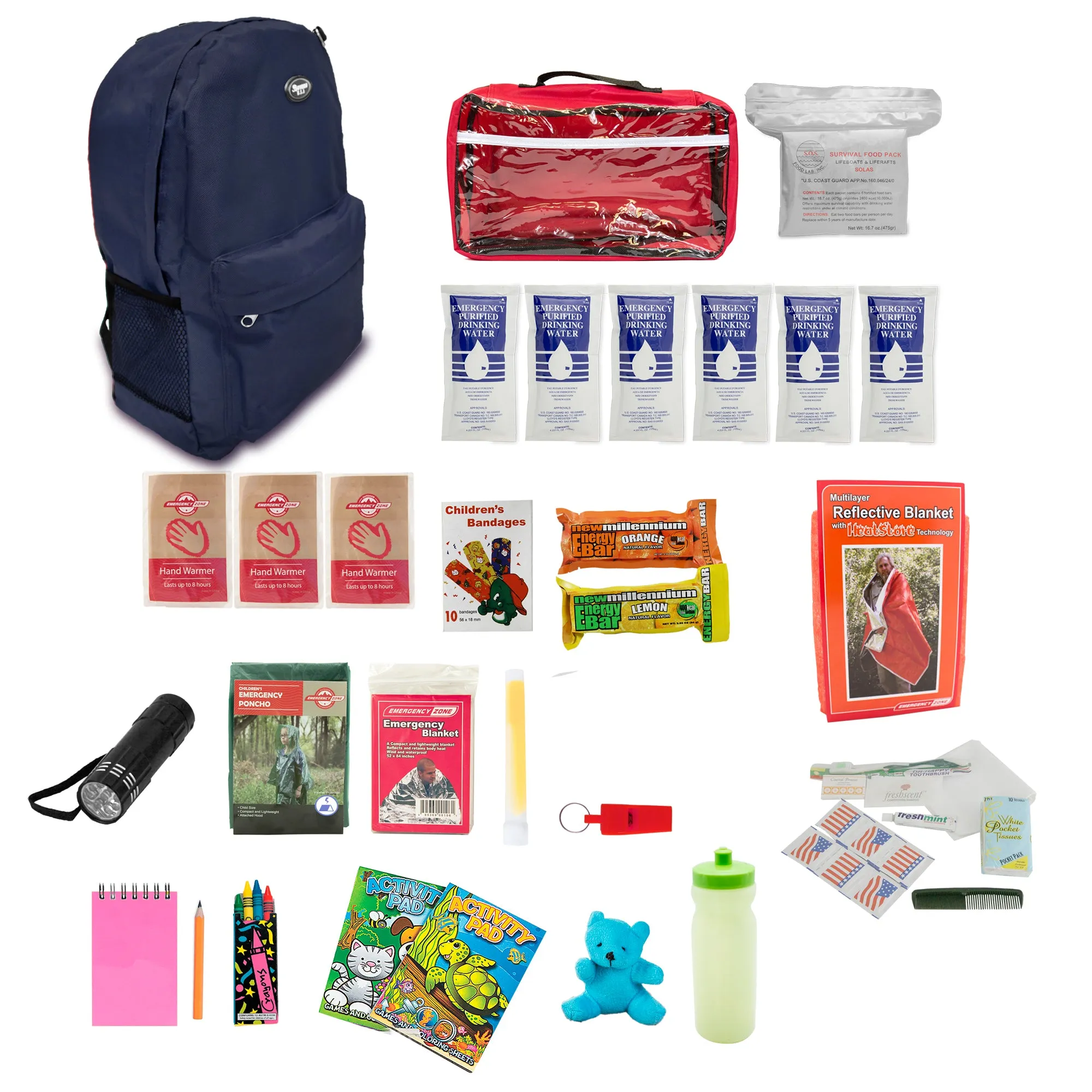 Keep-Me-Safe Children's 72 Hour Survival Kit: Color Options Available