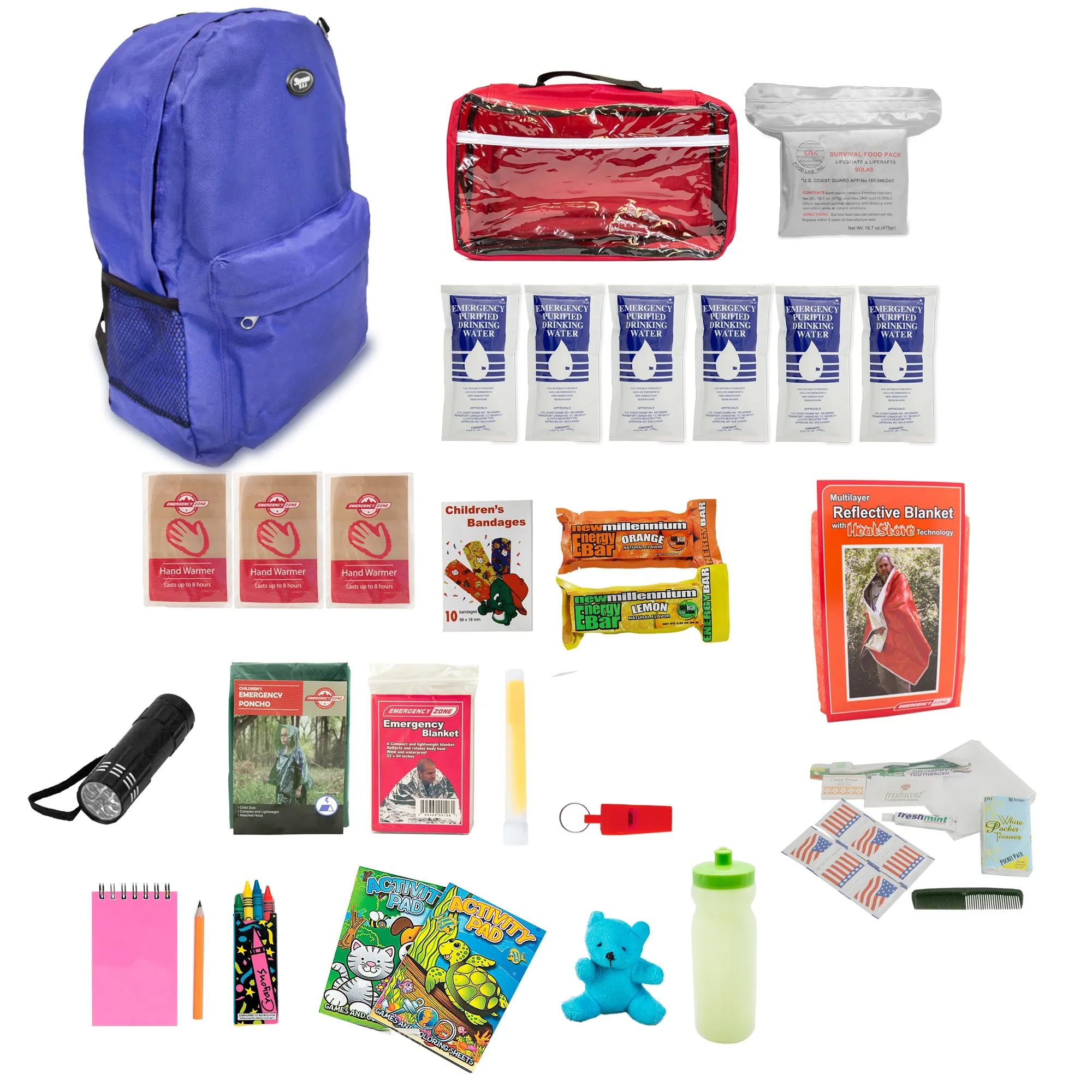 Keep-Me-Safe Children's 72 Hour Survival Kit: Color Options Available