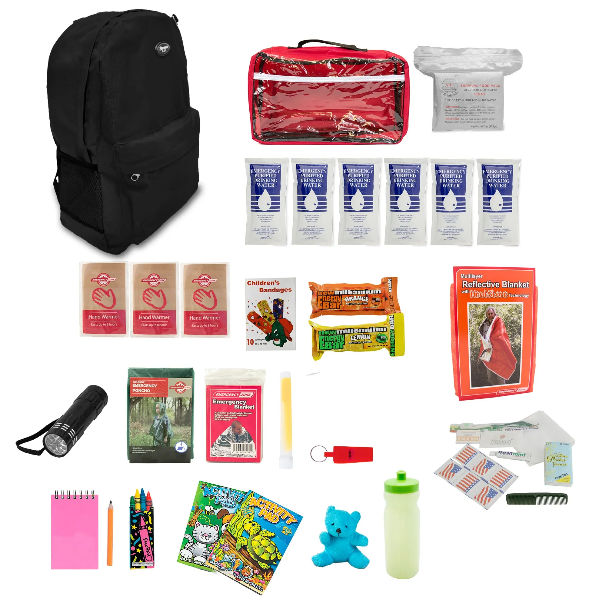 Keep-Me-Safe Children's 72 Hour Survival Kit: Color Options Available