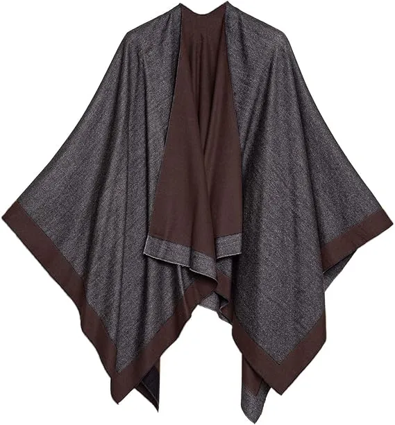 Khaki Luxurious Knit Sweater Poncho Cardigan