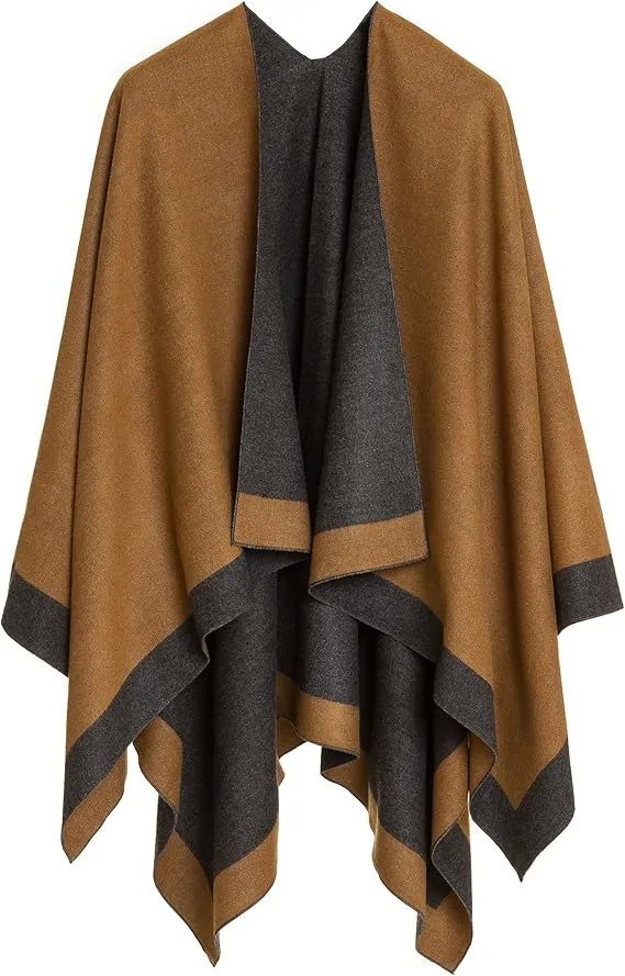 Khaki Luxurious Knit Sweater Poncho Cardigan