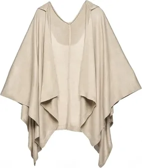 Khaki Luxurious Knit Sweater Poncho Cardigan