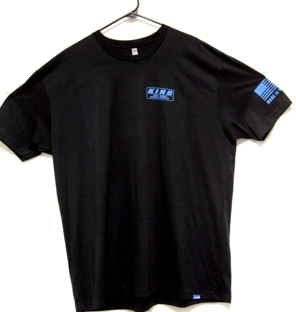 KING SHOCKS BLACK CVC CREW TEE W/NEON BLUE LOGO