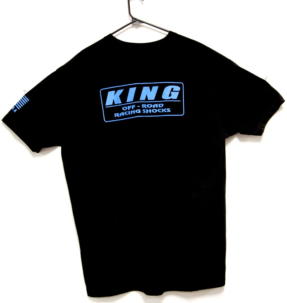 KING SHOCKS BLACK CVC CREW TEE W/NEON BLUE LOGO