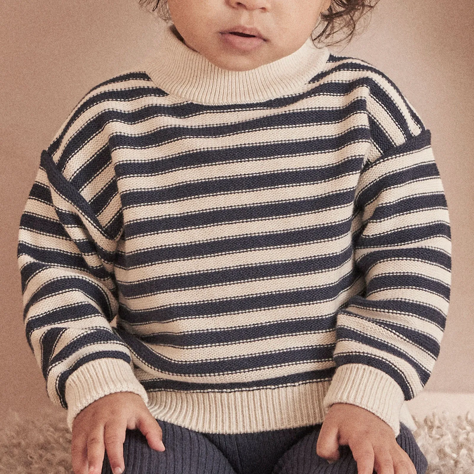 Knitted Striped Sweater & Leggings Outfit