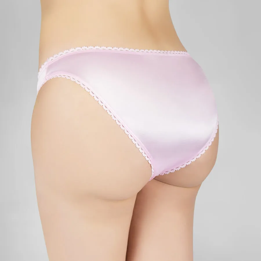 Lace Trim Satin Bikini Panty