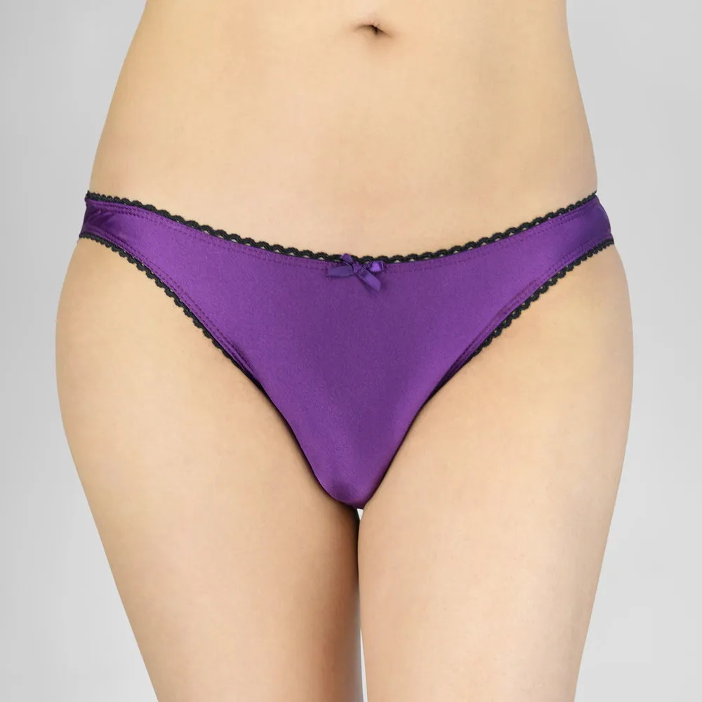 Lace Trim Satin Bikini Panty