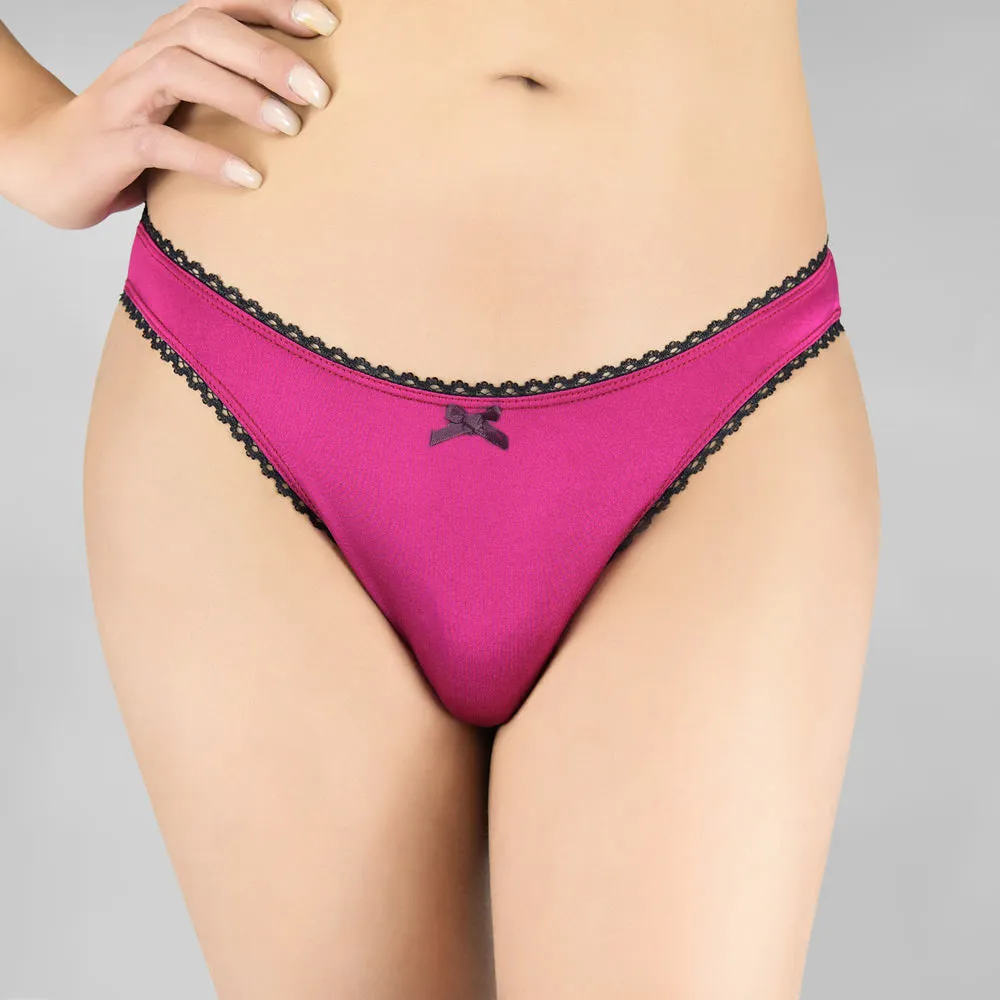 Lace Trim Satin Bikini Panty